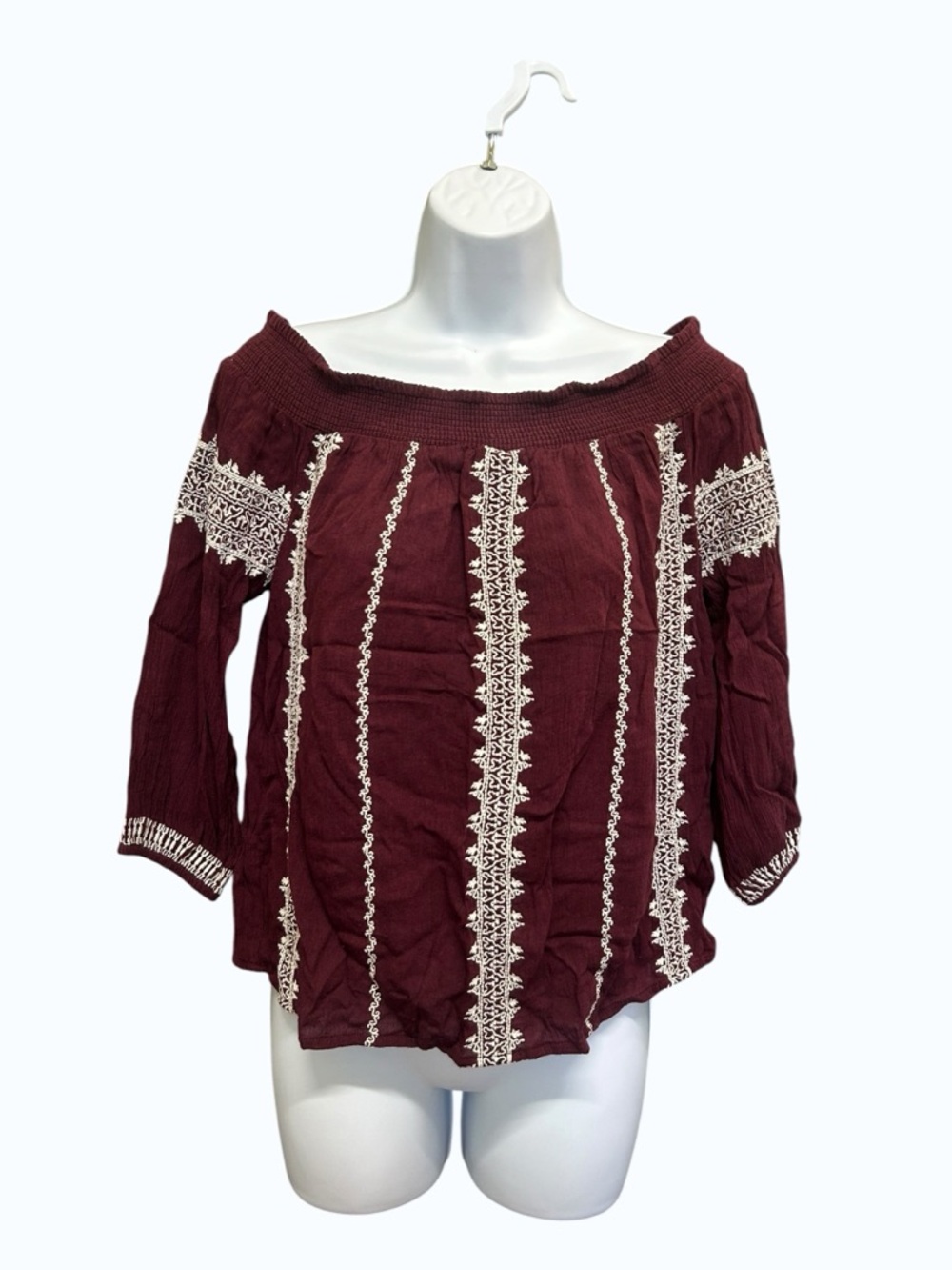 Lucky Brand Off-Shoulder Embroidered Peasant Top - Size XS